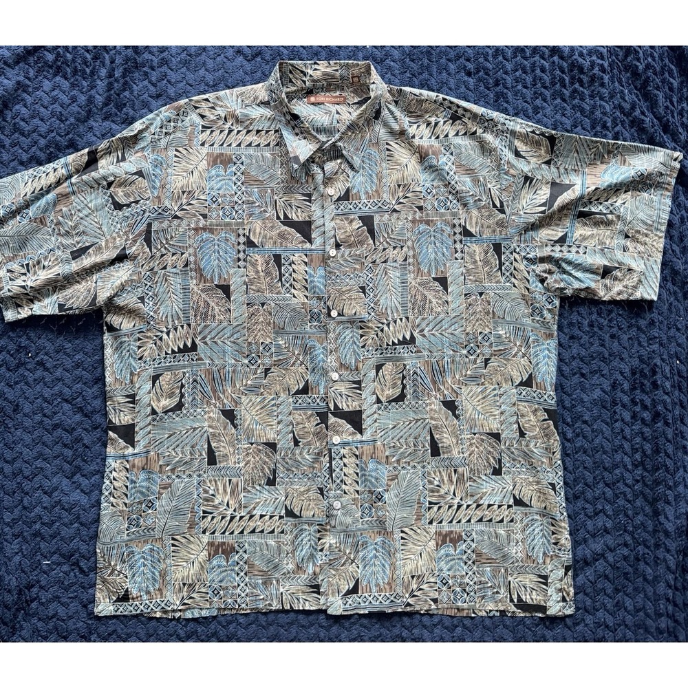 Tori Richard Men's Hawaiian Shirt Loose Fit Palm Tree Leaf Size 2XL‎
